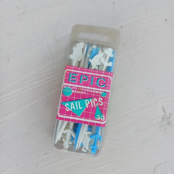 Vintage Nautical Epic Sail Picks Tooth Picks Cupcakes Toppers Party Fruit 30pc - Picture 1 of 6